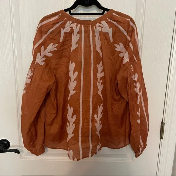 Daniel Rainn Rust Leaf Print Blouse - Picture 4 of 5